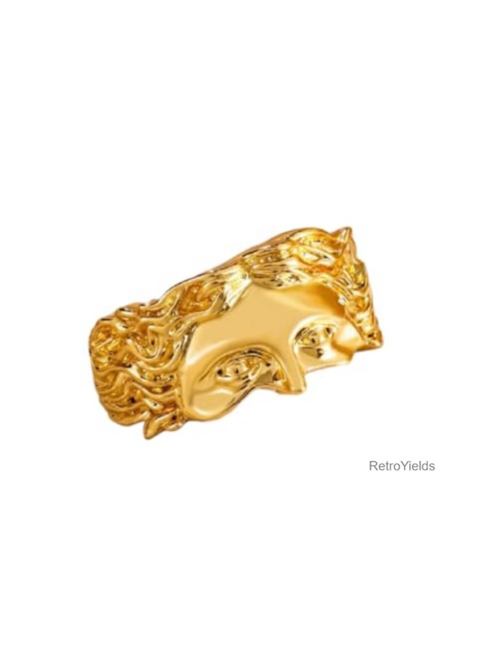Vintage Venus Half Face Open Wrap Adjustable Brass Ring Unisex